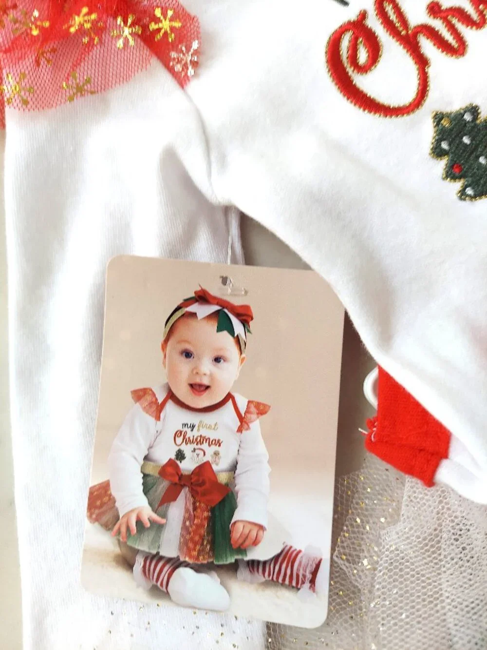 So cute! Holiday 4pc Baby Girl MY FIRST CHRISTMAS Outfit, 9 mos, NWT